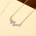 New Fashion Women Super Flash CZ Diamond 925 Sterling Silver Necklace